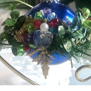 NWT!  Vintage Glass Blue Christmas Ornament